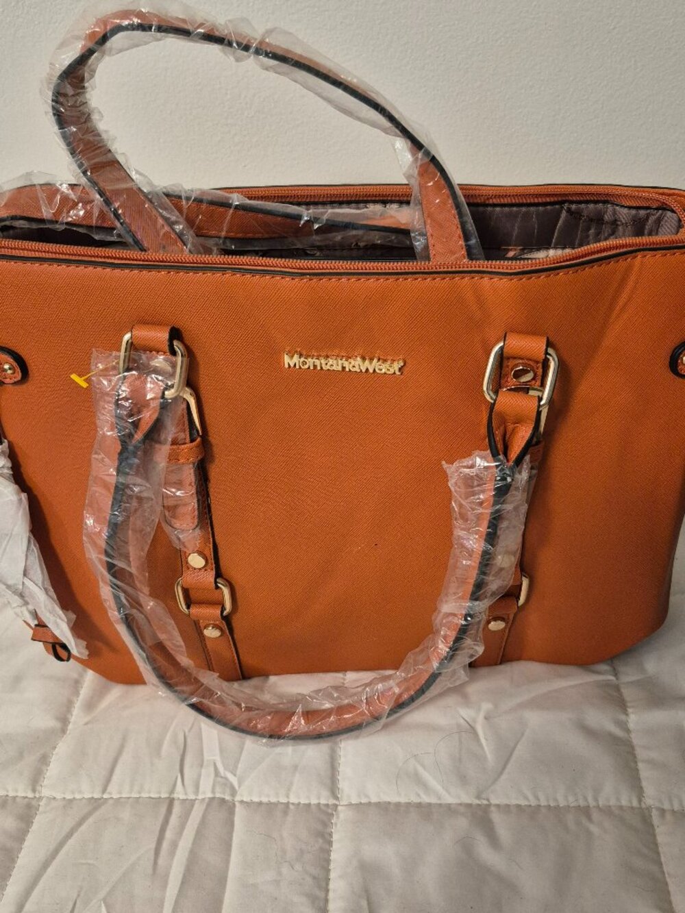 Montana West X Vegan Leather Tote Bag for Women Western Purses 3 piece Tan